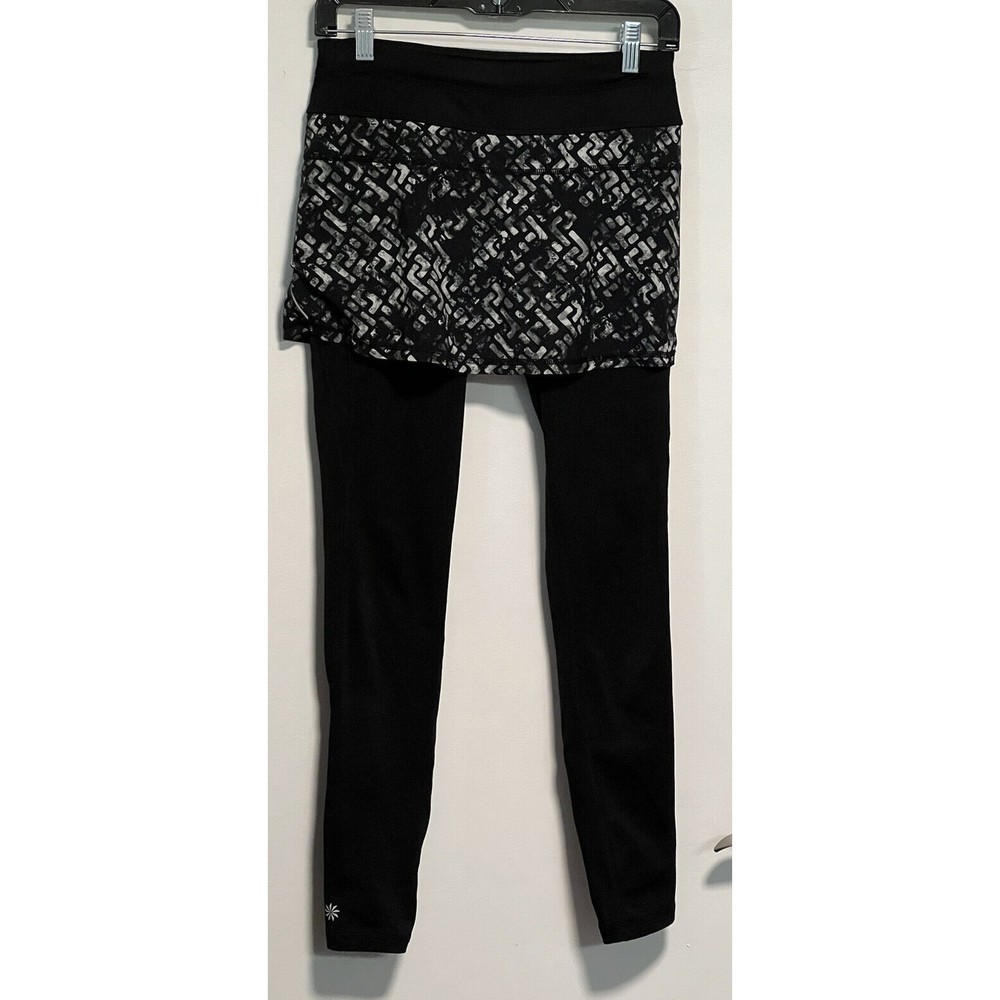 Athleta Black White Skirted Leggings Size XS (26x28) Full Length